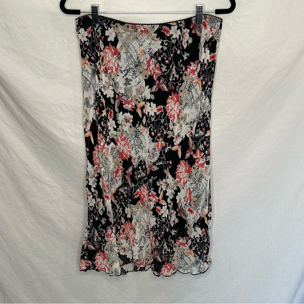 VTG Y2K CLIO Dark Floral Skirt Large Fairy Whimsical Whimsigoth Butterfly USA‎